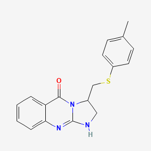 molecular formula C18H17N3OS B3140461 3-{[(4-methylphenyl)sulfanyl]methyl}-2,3-dihydroimidazo[2,1-b]quinazolin-5(1H)-one CAS No. 477887-32-4
