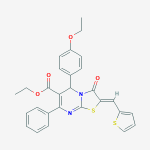 molecular formula C28H24N2O4S2 B314047 ethyl 5-(4-ethoxyphenyl)-3-oxo-7-phenyl-2-(2-thienylmethylene)-2,3-dihydro-5H-[1,3]thiazolo[3,2-a]pyrimidine-6-carboxylate 