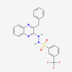 molecular formula C22H17F3N4O2S B3140482 N'-(3-benzyl-2-quinoxalinyl)-3-(trifluoromethyl)benzenesulfonohydrazide CAS No. 477889-31-9