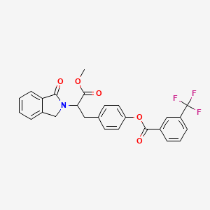 molecular formula C26H20F3NO5 B3140487 [4-[3-methoxy-3-oxo-2-(3-oxo-1H-isoindol-2-yl)propyl]phenyl] 3-(trifluoromethyl)benzoate CAS No. 477889-53-5