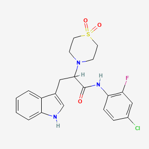 molecular formula C21H21ClFN3O3S B3140495 N-(4-chloro-2-fluorophenyl)-2-(1,1-dioxo-1lambda~6~,4-thiazinan-4-yl)-3-(1H-indol-3-yl)propanamide CAS No. 477889-68-2