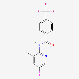 molecular formula C14H10F3IN2O B3140520 N-(5-碘-3-甲基吡啶-2-基)-4-(三氟甲基)苯甲酰胺 CAS No. 477889-92-2