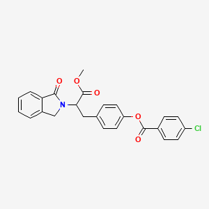 molecular formula C25H20ClNO5 B3140522 4-[3-methoxy-3-oxo-2-(1-oxo-1,3-dihydro-2H-isoindol-2-yl)propyl]phenyl 4-chlorobenzenecarboxylate CAS No. 477890-05-4