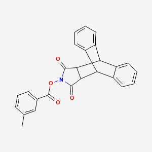 molecular formula C26H19NO4 B3140544 16,18-Dioxo-17-azapentacyclo[6.6.5.0^{2,7}.0^{9,14}.0^{15,19}]nonadeca-2(7),3,5,9(14),10,12-hexaen-17-yl 3-methylbenzoate CAS No. 478029-44-6