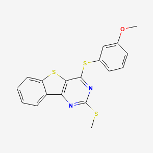 molecular formula C18H14N2OS3 B3140546 Methyl 3-{[2-(methylsulfanyl)[1]benzothieno[3,2-d]pyrimidin-4-yl]sulfanyl}phenyl ether CAS No. 478029-95-7