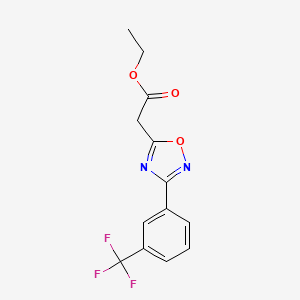 molecular formula C13H11F3N2O3 B3140558 Ethyl 2-{3-[3-(trifluoromethyl)phenyl]-1,2,4-oxadiazol-5-yl}acetate CAS No. 478030-58-9