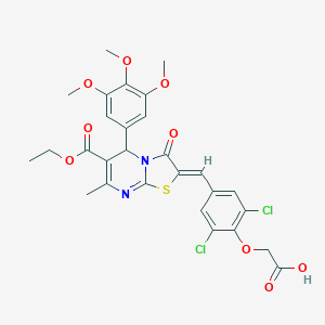 (2,6-dichloro-4-{(Z)-[6-(ethoxycarbonyl)-7-methyl-3-oxo-5-(3,4,5-trimethoxyphenyl)-5H-[1,3]thiazolo[3,2-a]pyrimidin-2(3H)-ylidene]methyl}phenoxy)acetic acid