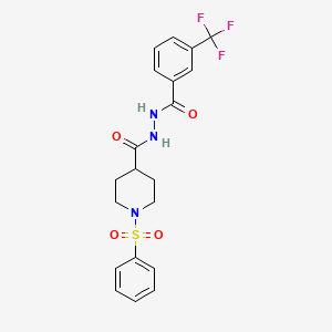 molecular formula C20H20F3N3O4S B3140569 N'-{[1-(phenylsulfonyl)-4-piperidinyl]carbonyl}-3-(trifluoromethyl)benzenecarbohydrazide CAS No. 478030-61-4