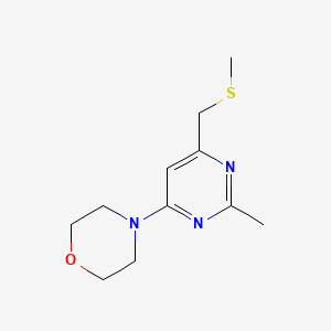 molecular formula C11H17N3OS B3140603 4-(2-Methyl-6-((methylsulfanyl)methyl)-4-pyrimidinyl)morpholine CAS No. 478031-34-4