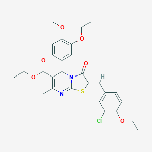molecular formula C28H29ClN2O6S B314061 ethyl 2-(3-chloro-4-ethoxybenzylidene)-5-(3-ethoxy-4-methoxyphenyl)-7-methyl-3-oxo-2,3-dihydro-5H-[1,3]thiazolo[3,2-a]pyrimidine-6-carboxylate 