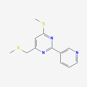 molecular formula C12H13N3S2 B3140614 4-(Methylsulfanyl)-6-((methylsulfanyl)methyl)-2-(3-pyridinyl)pyrimidine CAS No. 478031-53-7