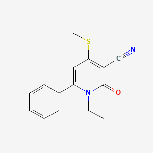 molecular formula C15H14N2OS B3140621 1-Ethyl-4-(methylsulfanyl)-2-oxo-6-phenyl-1,2-dihydro-3-pyridinecarbonitrile CAS No. 478031-67-3