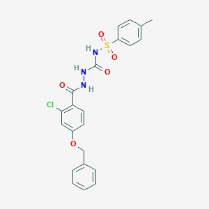 molecular formula C22H20ClN3O5S B3140705 N-({2-[4-(benzyloxy)-2-chlorobenzoyl]hydrazino}carbonyl)-4-methylbenzenesulfonamide CAS No. 478039-98-4