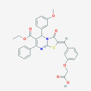 molecular formula C31H26N2O7S B314071 {3-[(6-(ethoxycarbonyl)-5-(3-methoxyphenyl)-3-oxo-7-phenyl-5H-[1,3]thiazolo[3,2-a]pyrimidin-2(3H)-ylidene)methyl]phenoxy}acetic acid 