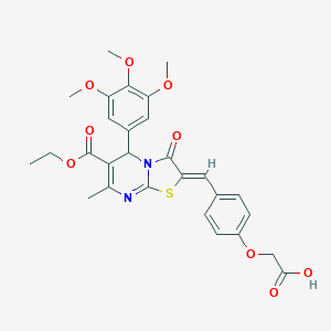 molecular formula C28H28N2O9S B314073 (4-{(Z)-[6-(ethoxycarbonyl)-7-methyl-3-oxo-5-(3,4,5-trimethoxyphenyl)-5H-[1,3]thiazolo[3,2-a]pyrimidin-2(3H)-ylidene]methyl}phenoxy)acetic acid 