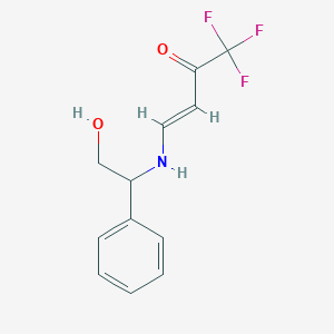 molecular formula C12H12F3NO2 B3140735 (E)-1,1,1-trifluoro-4-[(2-hydroxy-1-phenylethyl)amino]but-3-en-2-one CAS No. 478040-69-6