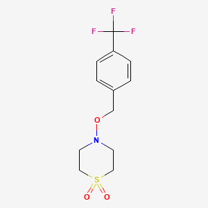 molecular formula C12H14F3NO3S B3140753 4-{[4-(Trifluoromethyl)benzyl]oxy}-1lambda~6~,4-thiazinane-1,1-dione CAS No. 478040-93-6
