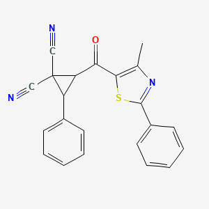 molecular formula C22H15N3OS B3140758 2-[(4-甲基-2-苯基-1,3-噻唑-5-基)羰基]-3-苯基-1,1-环丙烷二腈 CAS No. 478041-06-4