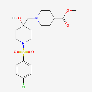 molecular formula C19H27ClN2O5S B3140788 Methyl 1-({1-[(4-chlorophenyl)sulfonyl]-4-hydroxy-4-piperidinyl}methyl)-4-piperidinecarboxylate CAS No. 478041-69-9
