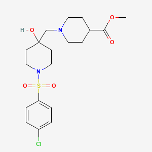 molecular formula C19H27ClN2O5S B3140788 1-({1-[(4-氯苯基)磺酰基]-4-羟基-4-哌啶基}甲基)-4-哌啶甲酸甲酯 CAS No. 478041-69-9