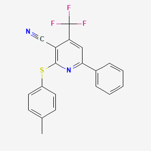 molecular formula C20H13F3N2S B3140809 2-[(4-Methylphenyl)sulfanyl]-6-phenyl-4-(trifluoromethyl)nicotinonitrile CAS No. 478043-37-7