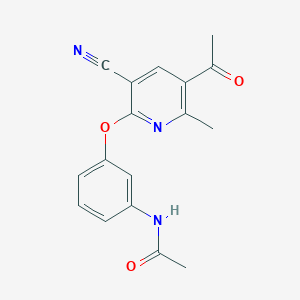 molecular formula C17H15N3O3 B3140816 N-{3-[(5-乙酰基-3-氰基-6-甲基-2-吡啶基)氧基]苯基}乙酰胺 CAS No. 478043-38-8