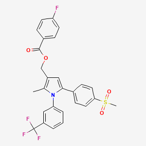 molecular formula C27H21F4NO4S B3140820 [2-Methyl-5-(4-methylsulfonylphenyl)-1-[3-(trifluoromethyl)phenyl]pyrrol-3-yl]methyl 4-fluorobenzoate CAS No. 478043-41-3