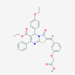 molecular formula C32H28N2O7S B314083 (3-{(Z)-[6-(ethoxycarbonyl)-5-(4-ethoxyphenyl)-3-oxo-7-phenyl-5H-[1,3]thiazolo[3,2-a]pyrimidin-2(3H)-ylidene]methyl}phenoxy)acetic acid 