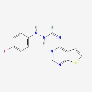 molecular formula C13H10FN5S B3140841 N-(4-fluoroanilino)-N'-thieno[2,3-d]pyrimidin-4-ylmethanimidamide CAS No. 478045-97-5