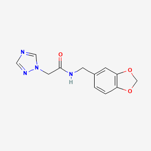 molecular formula C12H12N4O3 B3140846 N-(1,3-benzodioxol-5-ylmethyl)-2-(1H-1,2,4-triazol-1-yl)acetamide CAS No. 478047-31-3