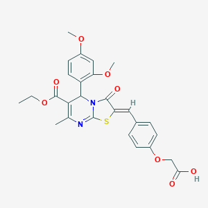{4-[(5-(2,4-dimethoxyphenyl)-6-(ethoxycarbonyl)-7-methyl-3-oxo-5H-[1,3]thiazolo[3,2-a]pyrimidin-2(3H)-ylidene)methyl]phenoxy}acetic acid