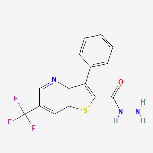 molecular formula C15H10F3N3OS B3140875 3-Phenyl-6-(trifluoromethyl)thieno[3,2-b]pyridine-2-carbohydrazide CAS No. 478048-36-1