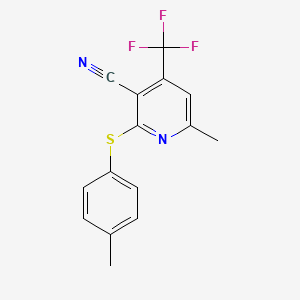 molecular formula C15H11F3N2S B3140908 6-Methyl-2-[(4-methylphenyl)sulfanyl]-4-(trifluoromethyl)nicotinonitrile CAS No. 478049-78-4