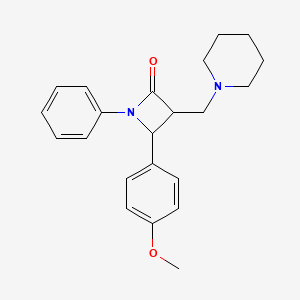 molecular formula C22H26N2O2 B3140918 4-(4-Methoxyphenyl)-1-phenyl-3-(piperidinomethyl)-2-azetanone CAS No. 478049-84-2