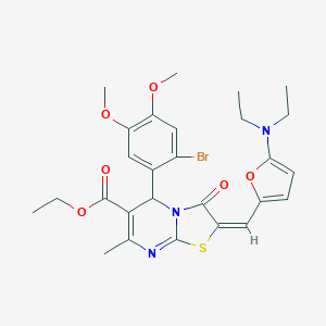 molecular formula C27H30BrN3O6S B314102 ethyl 5-(2-bromo-4,5-dimethoxyphenyl)-2-{[5-(diethylamino)-2-furyl]methylene}-7-methyl-3-oxo-2,3-dihydro-5H-[1,3]thiazolo[3,2-a]pyrimidine-6-carboxylate 