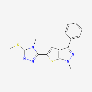 molecular formula C16H15N5S2 B3141028 1-甲基-5-[4-甲基-5-(甲硫基)-4H-1,2,4-三唑-3-基]-3-苯基-1H-噻吩并[2,3-c]吡唑 CAS No. 478067-05-9