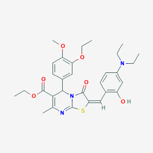 molecular formula C30H35N3O6S B314104 ethyl 2-[4-(diethylamino)-2-hydroxybenzylidene]-5-(3-ethoxy-4-methoxyphenyl)-7-methyl-3-oxo-2,3-dihydro-5H-[1,3]thiazolo[3,2-a]pyrimidine-6-carboxylate 