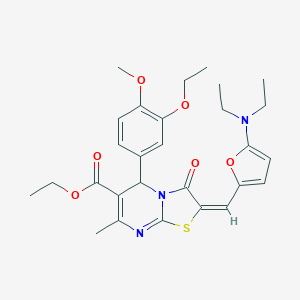 molecular formula C28H33N3O6S B314105 ethyl 2-{[5-(diethylamino)-2-furyl]methylene}-5-(3-ethoxy-4-methoxyphenyl)-7-methyl-3-oxo-2,3-dihydro-5H-[1,3]thiazolo[3,2-a]pyrimidine-6-carboxylate 