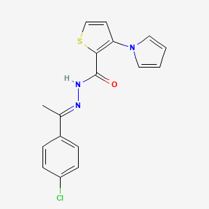 molecular formula C17H14ClN3OS B3141070 N-[(E)-1-(4-chlorophenyl)ethylideneamino]-3-pyrrol-1-ylthiophene-2-carboxamide CAS No. 478076-91-4