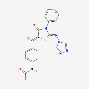 molecular formula C20H16N6O2S B3141093 N-(4-{[4-oxo-3-phenyl-2-(4H-1,2,4-triazol-4-ylimino)-1,3-thiazolan-5-yliden]methyl}phenyl)acetamide CAS No. 478077-88-2