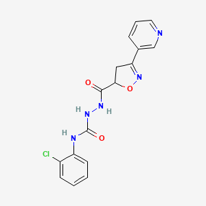 molecular formula C16H14ClN5O3 B3141107 N-(2-氯苯基)-2-{[3-(3-吡啶基)-4,5-二氢-5-异恶唑基]羰基}-1-肼基甲酰胺 CAS No. 478078-22-7