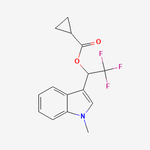 molecular formula C15H14F3NO2 B3141158 2,2,2-trifluoro-1-(1-methyl-1H-indol-3-yl)ethyl cyclopropanecarboxylate CAS No. 478079-30-0