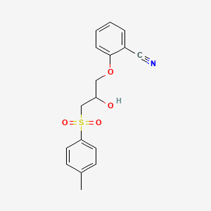 molecular formula C17H17NO4S B3141171 2-{2-Hydroxy-3-[(4-methylphenyl)sulfonyl]propoxy}benzenecarbonitrile CAS No. 478079-77-5