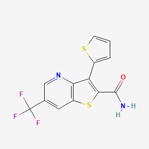 molecular formula C13H7F3N2OS2 B3141195 3-(2-Thienyl)-6-(trifluoromethyl)thieno[3,2-b]pyridine-2-carboxamide CAS No. 478080-14-7