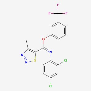 molecular formula C17H10Cl2F3N3OS B3141205 3-(trifluoromethyl)phenyl N-(2,4-dichlorophenyl)-4-methyl-1,2,3-thiadiazole-5-carboximidoate CAS No. 478080-20-5