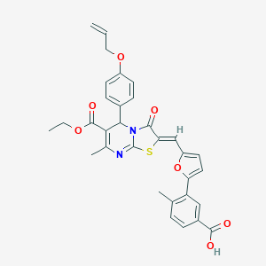 molecular formula C32H28N2O7S B314121 3-{5-[(5-[4-(allyloxy)phenyl]-6-(ethoxycarbonyl)-7-methyl-3-oxo-5H-[1,3]thiazolo[3,2-a]pyrimidin-2(3H)-ylidene)methyl]-2-furyl}-4-methylbenzoic acid 