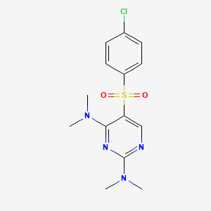 molecular formula C14H17ClN4O2S B3141217 N-[5-[(4-chlorophenyl)sulfonyl]-2-(dimethylamino)-4-pyrimidinyl]-N,N-dimethylamine CAS No. 478080-92-1