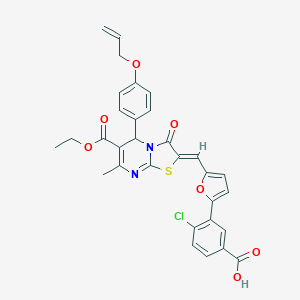 molecular formula C31H25ClN2O7S B314122 3-{5-[(5-[4-(allyloxy)phenyl]-6-(ethoxycarbonyl)-7-methyl-3-oxo-5H-[1,3]thiazolo[3,2-a]pyrimidin-2(3H)-ylidene)methyl]-2-furyl}-4-chlorobenzoic acid 