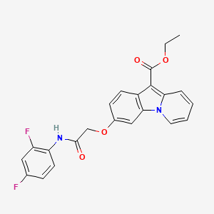 molecular formula C23H18F2N2O4 B3141224 Ethyl 3-[2-(2,4-difluoroanilino)-2-oxoethoxy]pyrido[1,2-a]indole-10-carboxylate CAS No. 478081-17-3