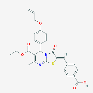 molecular formula C27H24N2O6S B314123 4-[(5-[4-(allyloxy)phenyl]-6-(ethoxycarbonyl)-7-methyl-3-oxo-5H-[1,3]thiazolo[3,2-a]pyrimidin-2(3H)-ylidene)methyl]benzoic acid 